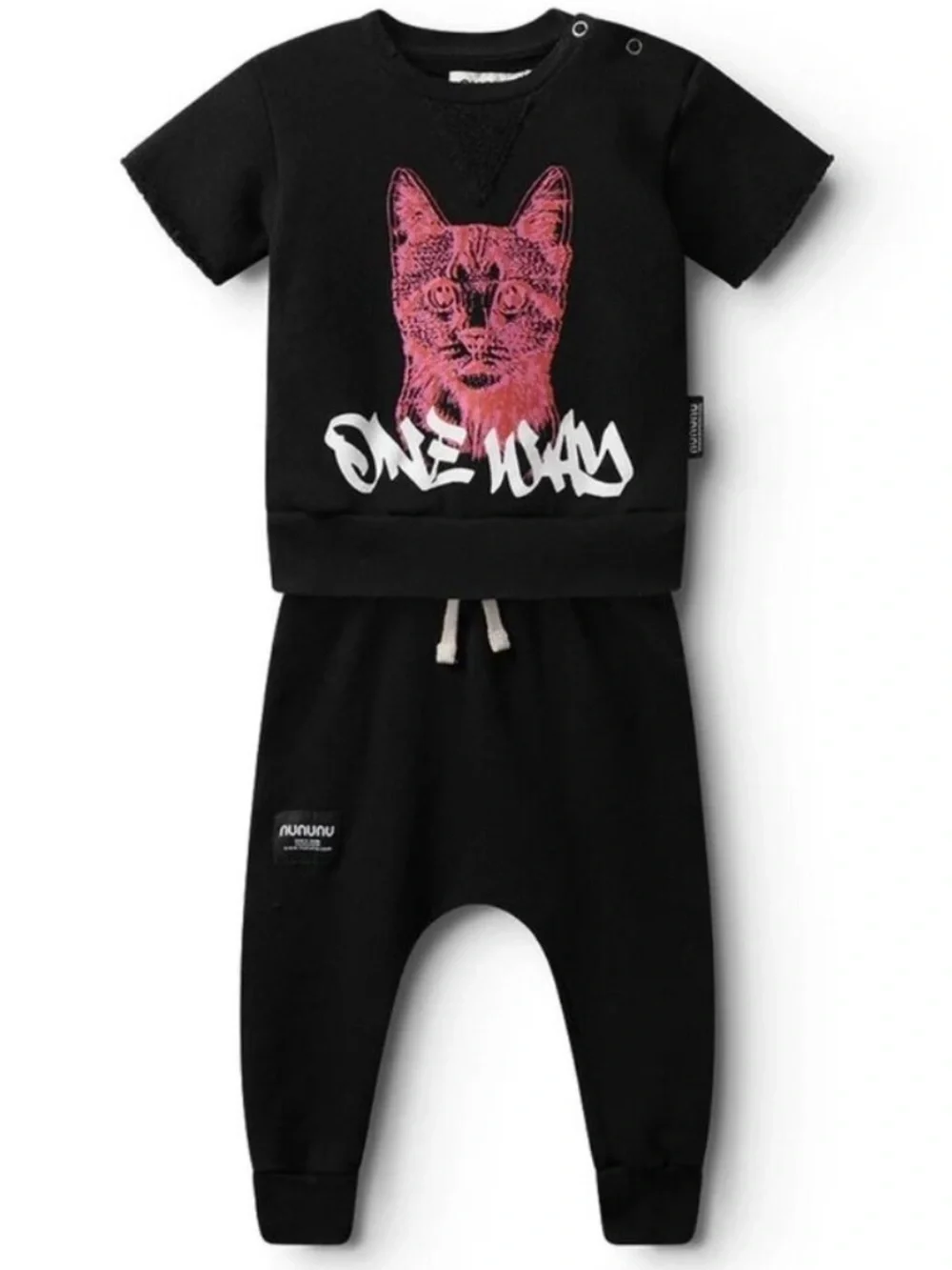 Nununu 12-18 Months Black Cool Cats Sweatshirt and Pants Set